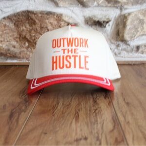 Outwork The Hustle Cream and Red Snap Back